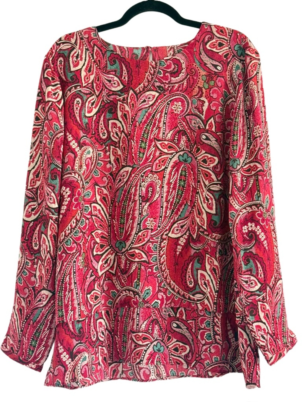 J. Jill Pink Paisley Double Layer Long-Sleeve Tunic XL